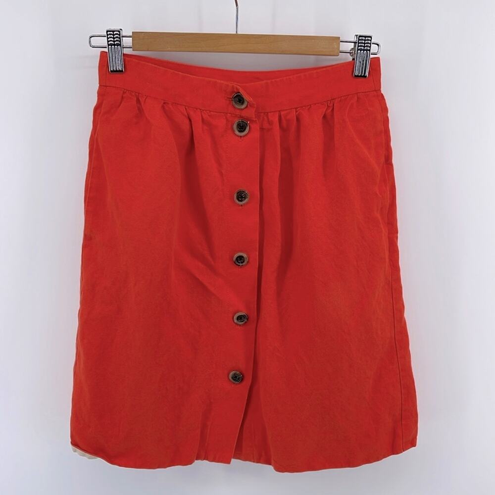 J. Crew linen Lyocell blend button up hi rise twill A-line skirt sz 0